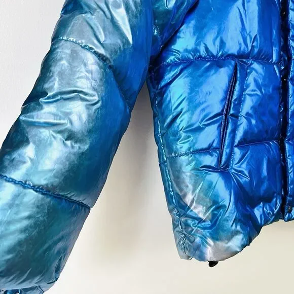 NWT Amazing CHAMPION x NASA Metallic Blue Puffer Space Jacket Puffer Coat Large - Picture 6 of 15